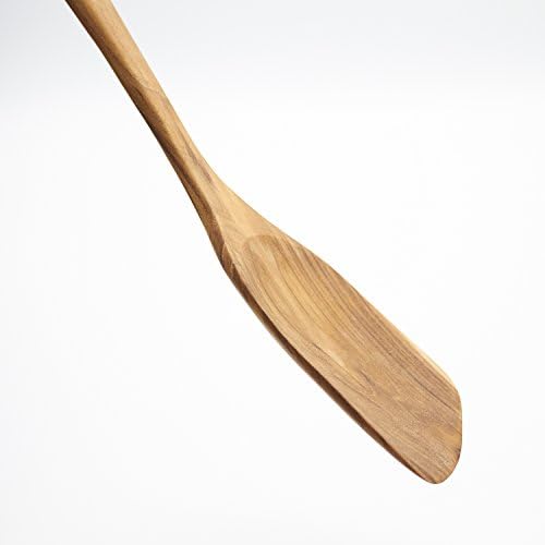 FAAY 13.5" Right-Hand Teak Spatula for Wok - Extra Wide 3.15" Head, Thin Edge Turner for Nonstick Pans, Coconut Oil Finish, Thai Handcrafted Wood