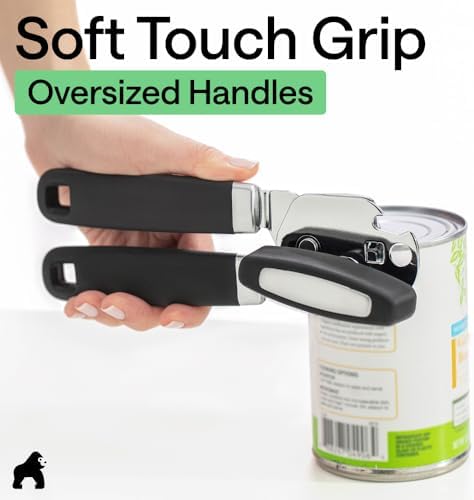 GORILLA GRIP Upgraded Model Stainless Steel Manual Can Opener, Black