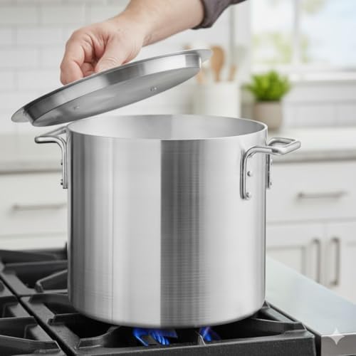 TrueCraftware- 12 qt. Aluminum Stock Pot Lid 10-5/8" x 1-1/4" 1.5mm Thickness- Multipurpose Pot Cover Cookware for Pasta Soup Pots Large Stockpot Lid Simmering Stew Pot Dishwasher Safe