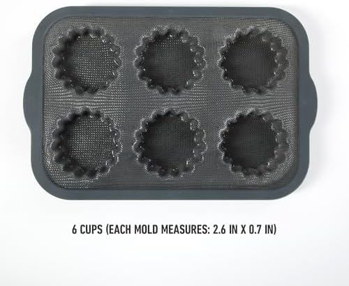 Calphalon Omni 6-Cup Mini Pie Pan with GlassFlex Technology, Flexible Silicone & Micro-Woven Glass Core for Ultra Airflow & Even Baking, Grey
