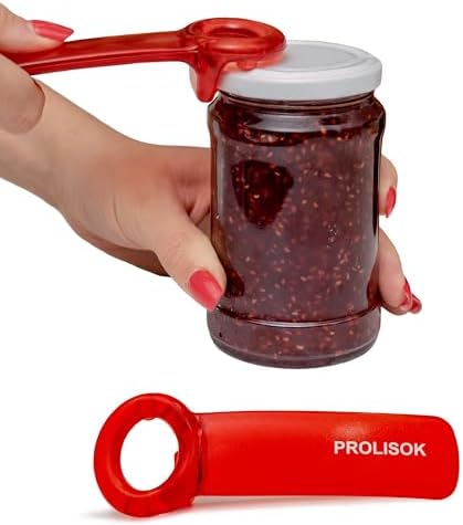 Jar Opener for Seniors with Arthritis, Plastic Jar Lid Opener for Weak Hands, Jar Opener Tool 5.5 inch – Red