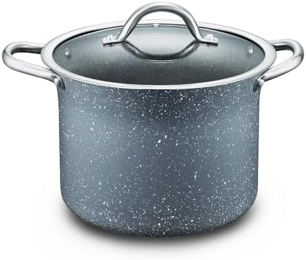Concord Granite Nonstick 7 Quart Stock Pot Cookware Set (Induction Compatible) (Grey)
