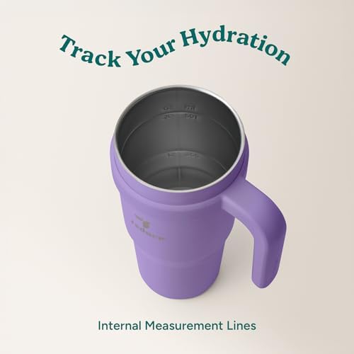 Reduce 24 oz Stainless Steel Tumbler with Handle - Dual-Wall Vacuum Insulated Travel Mug, Sweat-Proof Lid & Reusable Straw - Keeps Drinks Cold for 24 Hrs, Fits Cupholders, Dishwasher Safe-Purple Punch