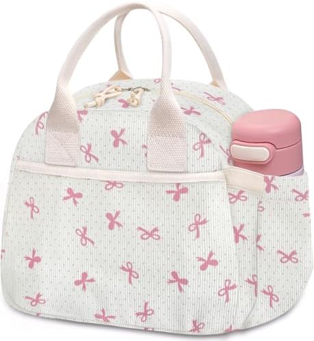 Carry bloom Lunch Box for Women, Insulated Lunch Bag Cute Corduroy Lunchbag