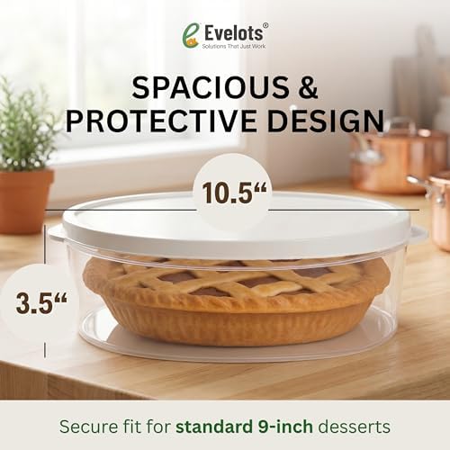 Evelots Pie Container with Lid, 4-Pack, 11-Inch, Clear BPA-Free Carriers