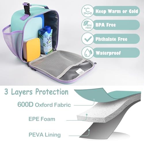 CaCTOUR Lunch Box Kids,Premium Insulated Lunch Bag for Girls Boys,Soft Bag Mini Cooler Back to School Thermal Reusable Lunch Bag for Work School Picnic (Light Green)