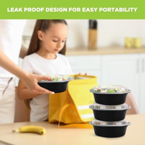 WGCC Meal Prep Containers, 50Pack 24oz Round To Go Bowls with Lids