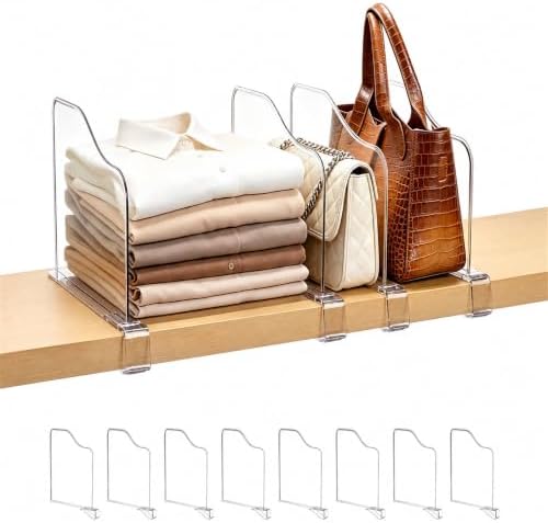 Vtopmart 4 Pack 7.5“ Height Shelf Dividers for Closet Organization