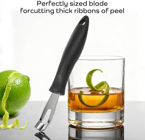 Channel Knife Lemon Peeler Zester-Garnish for Cocktail Mixers- Triangular, V-Shaped Stainless Steel Professional Grade Bar Tool-Fruit Peeler Zester (Peeler A)