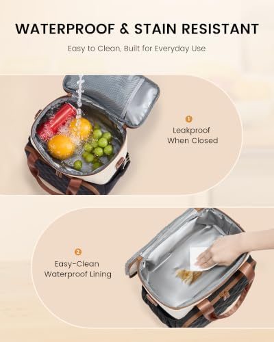 LOVEVOOK Insulated Lunch Bag for Women Men, Large Double Deck Lunch Box