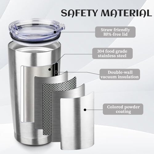 StarSpeed 8 Pack 20oz Stainless Steel Travel Coffee Tumbler,Silver
