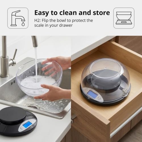 Smart Weigh Kitchen Scale with Removable Bowl, 11 lb x 0.1 oz, Meal Prep