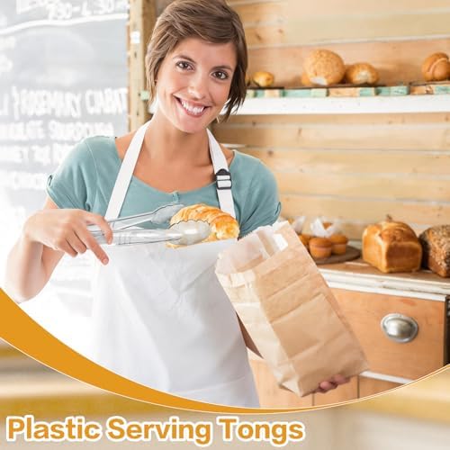 Mwellewm 24 Pc Plastic Tongs for Serving 9 Inch Bulk Reusable or Disposable Tongs Heavy Duty Hard Serving Utensils Set Large Salad Tong for Kitchen Party Food Buffet Appetizer BBQ Event Catering Clear