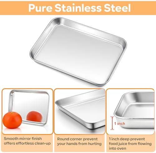 TeamFar Cookie Sheets with Cooling Racks, 2 Pans + 2 Racks, 10.5x8x1 Inch