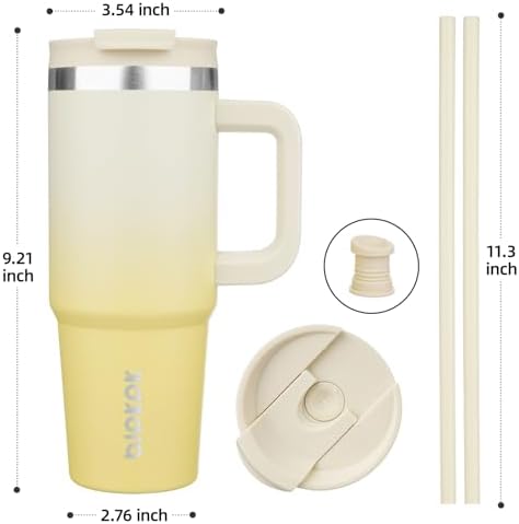 BJPKPK 30 oz Insulated Tumbler with Handle & Straw, Stainless Steel