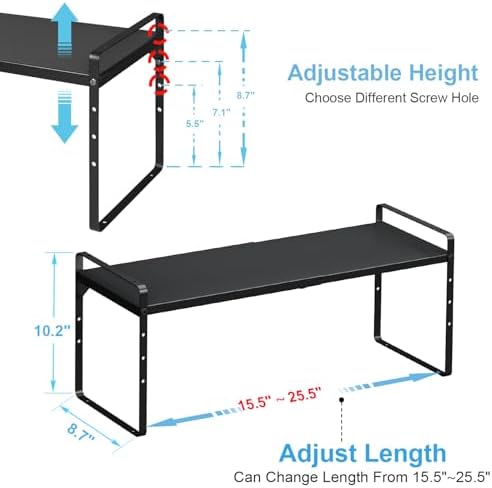 15.5 to 25.5 Inch Kitchen Cabinet Shelf Organizers，Kitchen Shelf Organizer