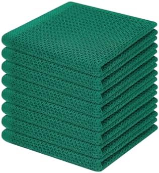 Homaxy 100% Cotton Waffle Weave Kitchen Dish Cloths 8-Pack, Dark Green