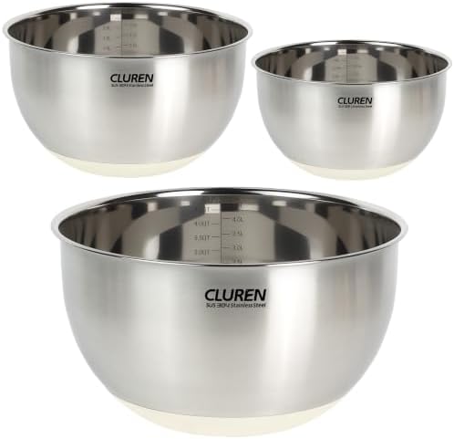 304 Stainless Steel Mixing Bowls Set, 3-Piece (1.5, 3 & 5 QT)