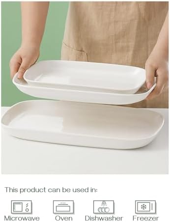 DOWAN Serving Platters and Trays for Wedding Decor, 16"/14"/12" Serving Dishes for Entertaining, White Porcelain Plates Set of 3