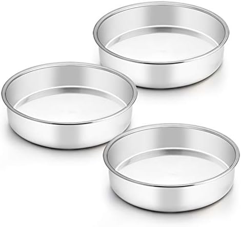 TeamFar 8 Inch Cake Pan, 3 Pcs Round Cake Pan Tier Cake Pan Set