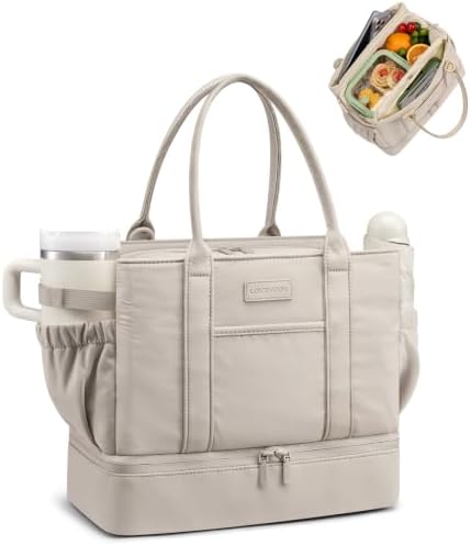 LOVEVOOK Insulated Lunch Bag Women with Triple Compartments & Bottle Holder
