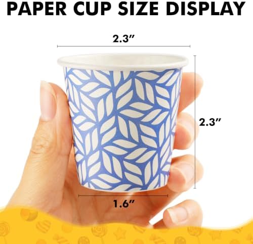 RACETOP 3 oz Bathroom Cups 100 Pack, Small Paper Cups, Blue Leaf