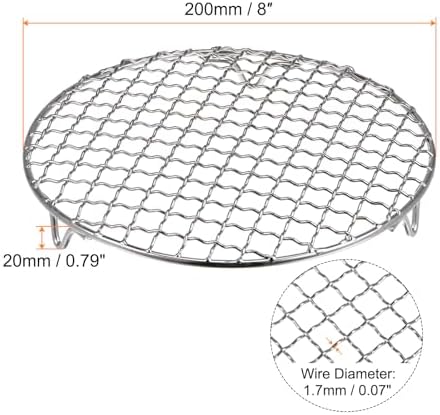 HARFINGTON Round Cooking Rack 8-inch 201 Stainless Steel Cross Wire Barbecue Grill Net with 20mm Legs for Cooking Baking Steaming BBQ