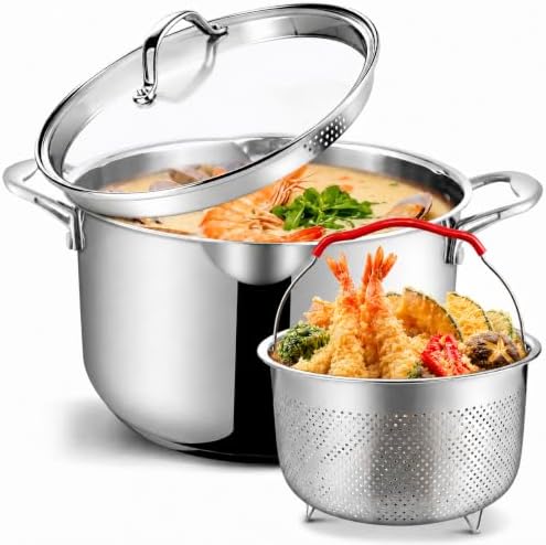 AOSION 6 Quart Deep Fryer Pot with Basket,Stainless Steel Stock Pot for Daily Family Use.