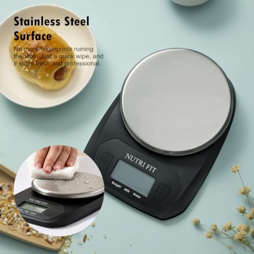 NUTRI FIT Digital Food Scale Small Kitchen Scales Weight in Grams Oz Black