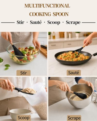 Astercook Cooking Spoon, 2 Pack, Nonstick Safe Silicone Spatula