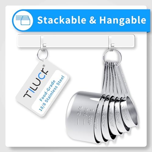 TILUCK Stainless Steel Measuring Cups & Spoons Set, Cups and Spoons