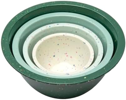 bzyoo Confetti Melamine Mixing Bowls Set, 4 Piece Nesting BPA free Green
