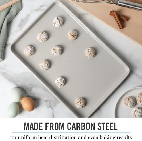 Martha Stewart Gallen 15 x 10 Inch Nonstick Carbon Steel Cookie Sheet – Cool Grey, Durable Bakeware for Even Baking and Easy Cleanup (Pack of 6)