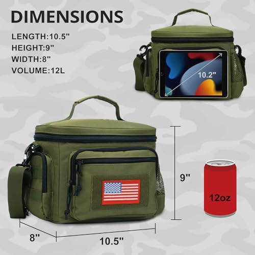 Lunch Box for Men, 12L Leakproof Tactical Lunch Bag Large Cooler for work