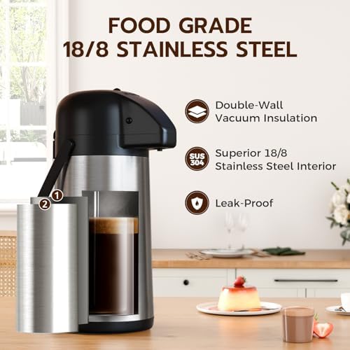 Coffee Carafe for Keeping Hot, 85OZ Airpot Coffee Dispenser with Pump
