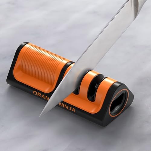Orange Ninja Mini Knife Sharpener - Coarse & Fine Small Knife Sharpener