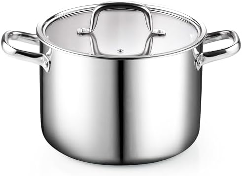 Cook N Home 8 Quart Tri-Ply Clad Stainless Steel Stockpot with Lid