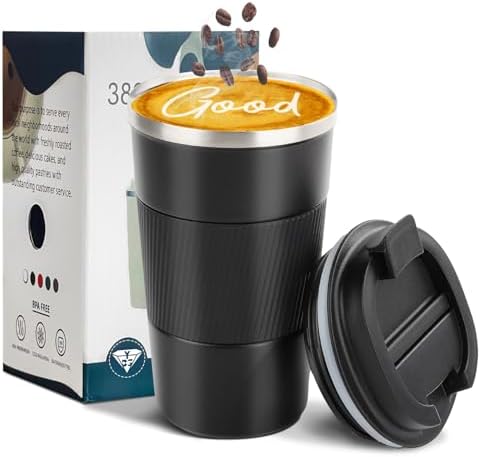 Insulated Travel Coffee Mug, Stainless Steel Coffee Cup with Leakproof Lid