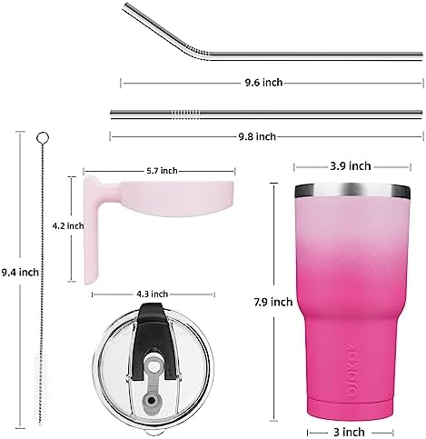 BJPKPK 30 oz Tumbler with Handle & Straw, Insulated Stainless Steel Mug