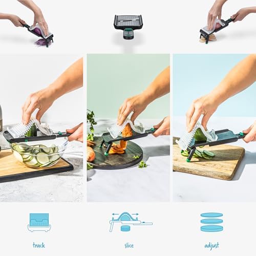 Dreamfarm Nocutu Adjustable Handheld Mandoline Slicer with Finger Guard