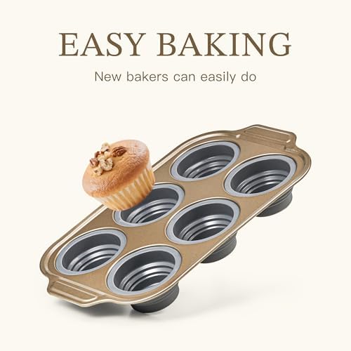 2-Pack Foldable Nonstick Silicone Muffin Pans For Baking, 6 Cups Cupcake Tin, Egg Molds, Baking For Brownies. Easy To Pop And Clean. Dishwasher Safe BPA Free.