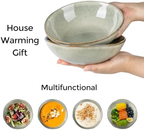 AmorArc Ceramic Cereal Bowls Set of 6, 24 oz Handmade Stoneware Bowls Set for Cereal Soup Salad, Stylish Kitchen bowls for Meal, Dishwasher & Microwave Safe, Reactive Glaze