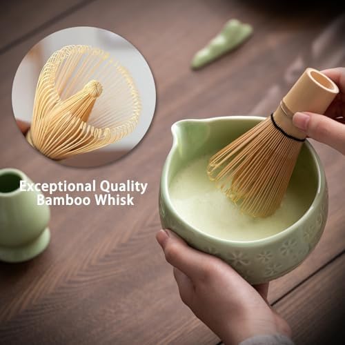 Buucup Matcha Whisk Set, Ceramic Matcha Kit with Bowl & Bamboo Tools