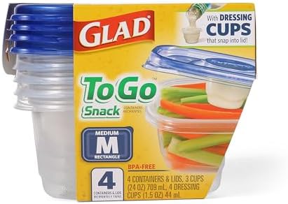 Glad GladWare To-Go Medium Rectangle Snack Containers, 24 oz - 4 Count (Pack of 6)