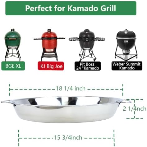 18" Drip Pan for Big Green Egg XLarge Accessories BGE XL Replacement Parts | Stainless Steel, 18 inch