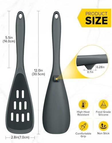 BUNDLEPRO Silicone Cooking Spoons for Nonstick Cookware, One-Piece, 2 Pack