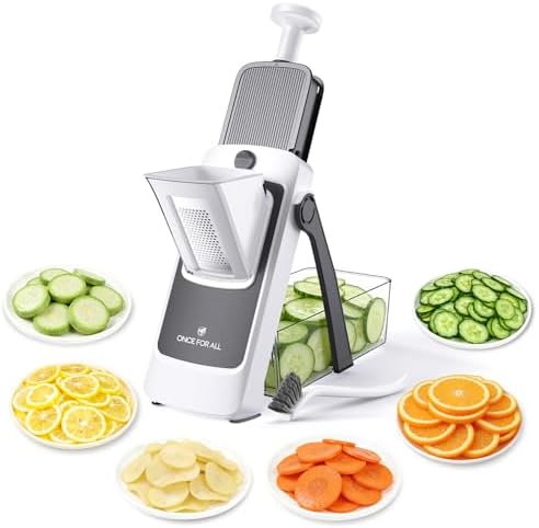ONCE FOR ALL Safe Mandoline Slicer For Kitchen, Food Veggie Slicer, Gray