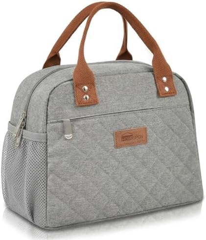 HOMESPON Insulated Lunch Bag for Women Men Adults Lunch Tote with Front Pocket Lunch Box Container Cooler Bag for Work Picnic (Grey)