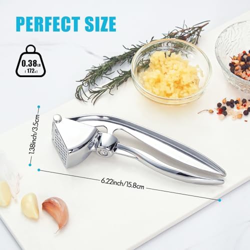 Garlic Press, Premium Metal Garlic Crusher & Mincer Tool, Zinc Alloy