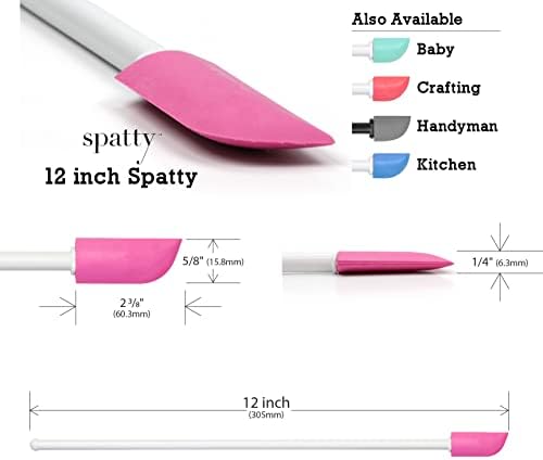 Spatty Daddy Silicone Spatula — Scraper Tool to Reach Every Last Drop in Any Bottle or Jar (Pink, 12 Inch)